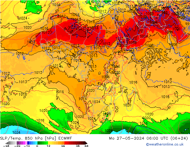 850 hPa Yer Bas./Sıc ECMWF Pzt 27.05.2024 06 UTC