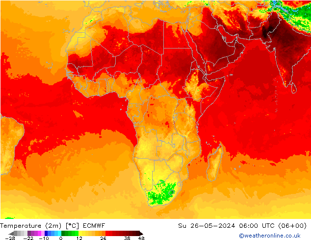 Temperature (2m) ECMWF Su 26.05.2024 06 UTC