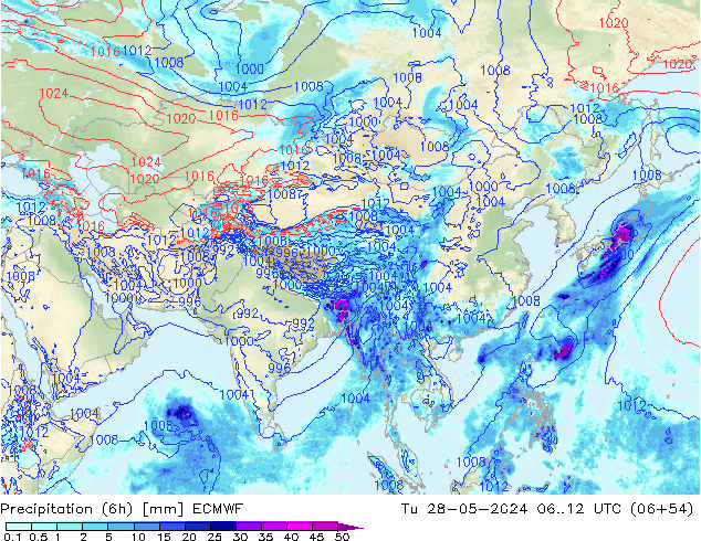 Z500/Regen(+SLP)/Z850 ECMWF di 28.05.2024 12 UTC