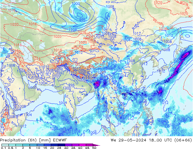 Z500/Rain (+SLP)/Z850 ECMWF  29.05.2024 00 UTC