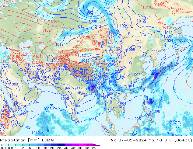 Precipitation ECMWF Mo 27.05.2024 18 UTC