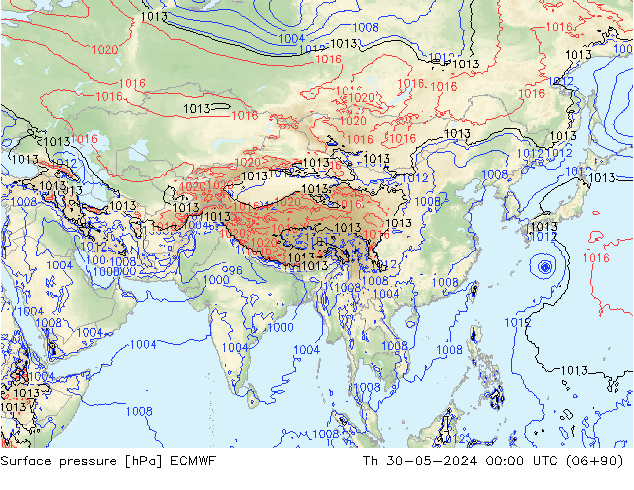 Atmosférický tlak ECMWF Čt 30.05.2024 00 UTC