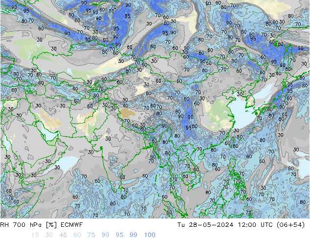 RH 700 hPa ECMWF Tu 28.05.2024 12 UTC