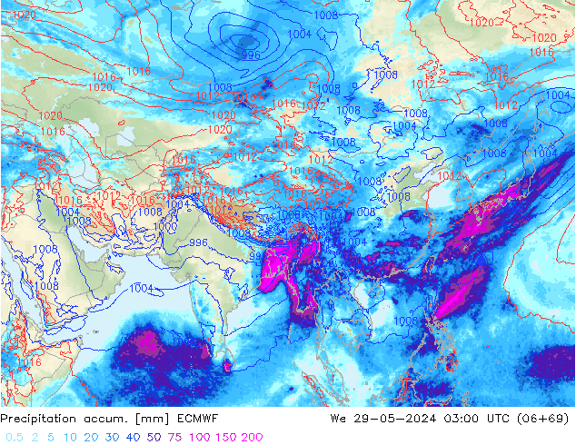 Toplam Yağış ECMWF Çar 29.05.2024 03 UTC