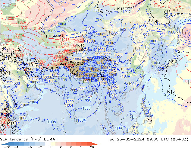 тенденция давления ECMWF Вс 26.05.2024 09 UTC