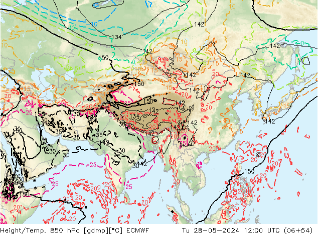 Z500/Regen(+SLP)/Z850 ECMWF di 28.05.2024 12 UTC