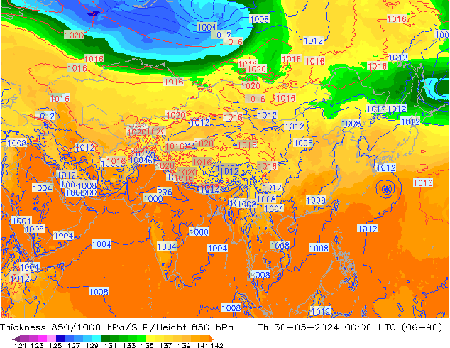 850-1000 hPa Kalınlığı ECMWF Per 30.05.2024 00 UTC