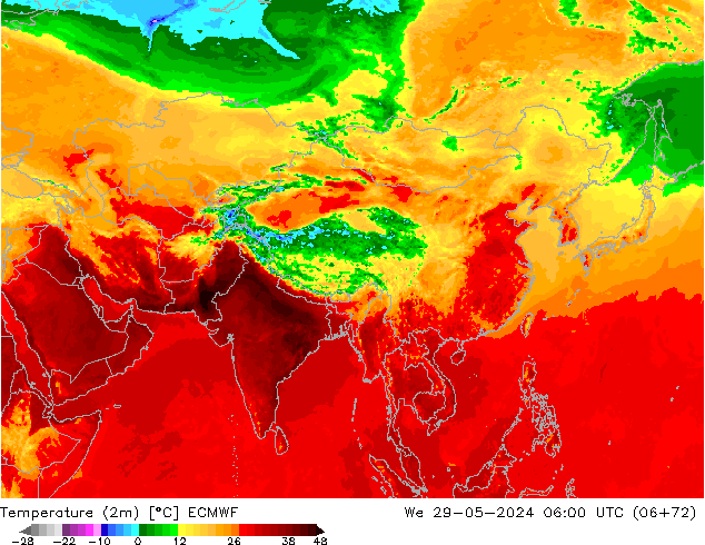 Temperatura (2m) ECMWF Qua 29.05.2024 06 UTC