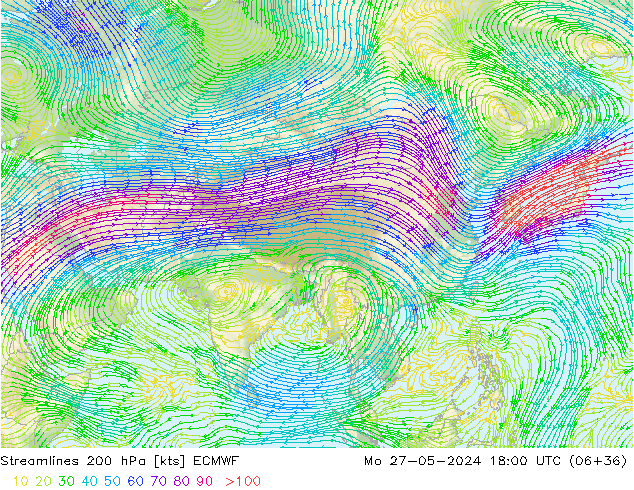 ветер 200 гПа ECMWF пн 27.05.2024 18 UTC