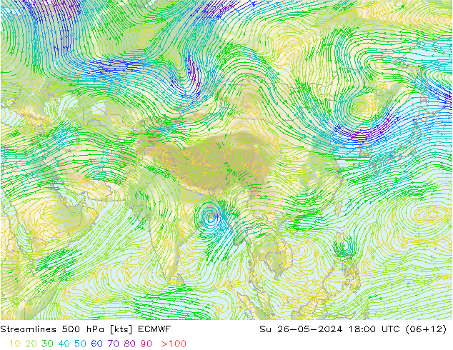 Streamlines 500 hPa ECMWF Su 26.05.2024 18 UTC