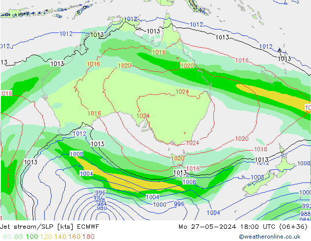 Jet stream/SLP ECMWF Mo 27.05.2024 18 UTC