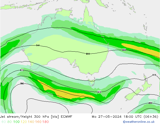 Jet stream/Height 300 hPa ECMWF Mo 27.05.2024 18 UTC