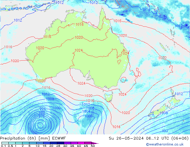 Z500/Rain (+SLP)/Z850 ECMWF Вс 26.05.2024 12 UTC