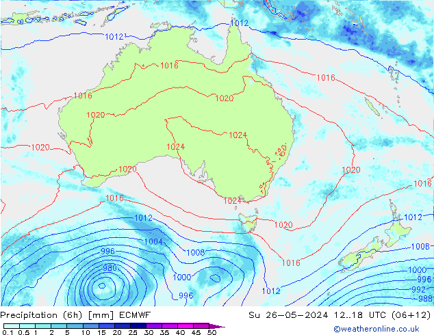 Z500/Rain (+SLP)/Z850 ECMWF Вс 26.05.2024 18 UTC