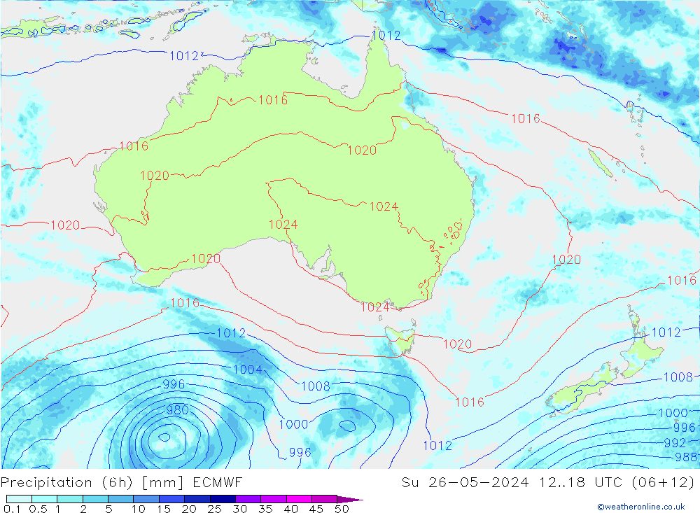 Z500/Rain (+SLP)/Z850 ECMWF So 26.05.2024 18 UTC