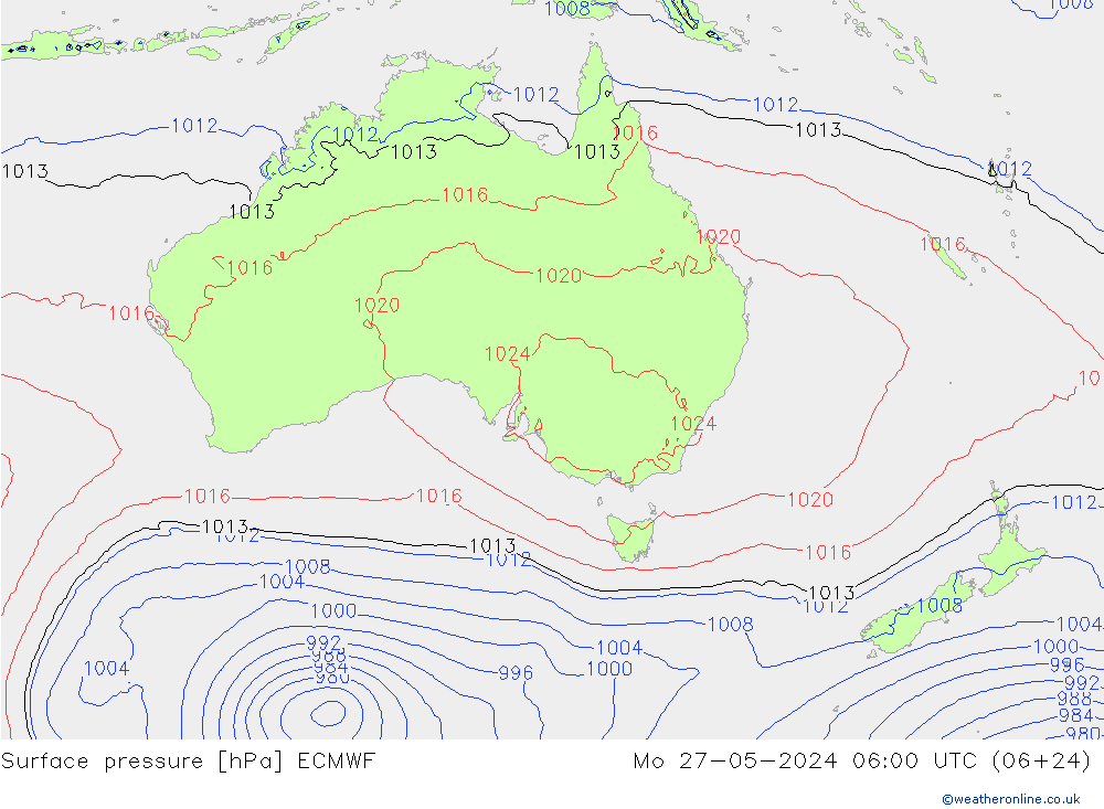 Surface pressure ECMWF Mo 27.05.2024 06 UTC