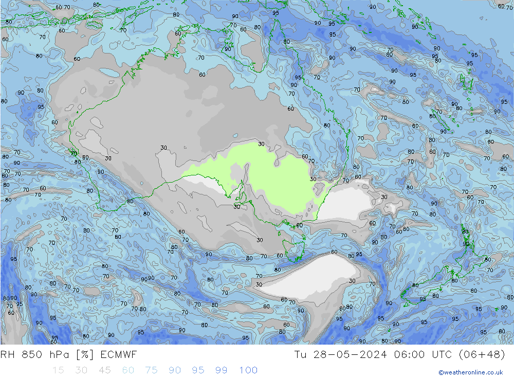 850 hPa Nispi Nem ECMWF Sa 28.05.2024 06 UTC