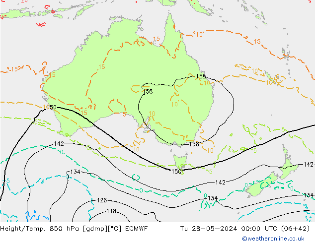 Height/Temp. 850 гПа ECMWF вт 28.05.2024 00 UTC