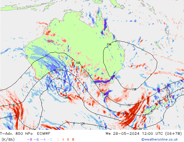 T-Adv. 850 hPa ECMWF Qua 29.05.2024 12 UTC