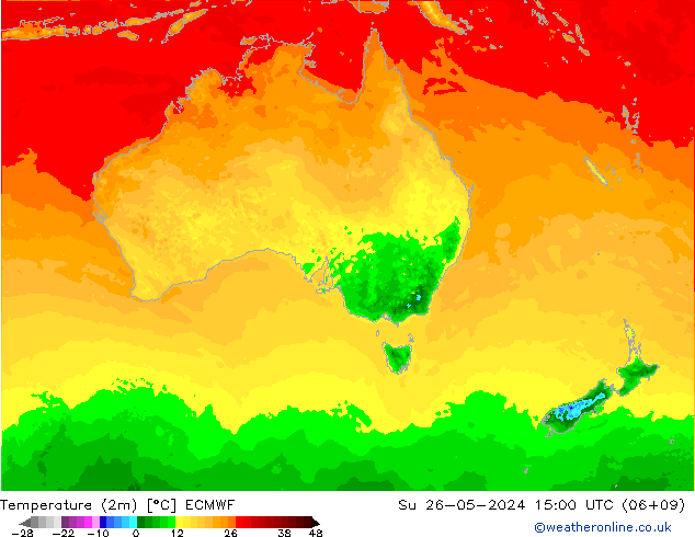température (2m) ECMWF dim 26.05.2024 15 UTC