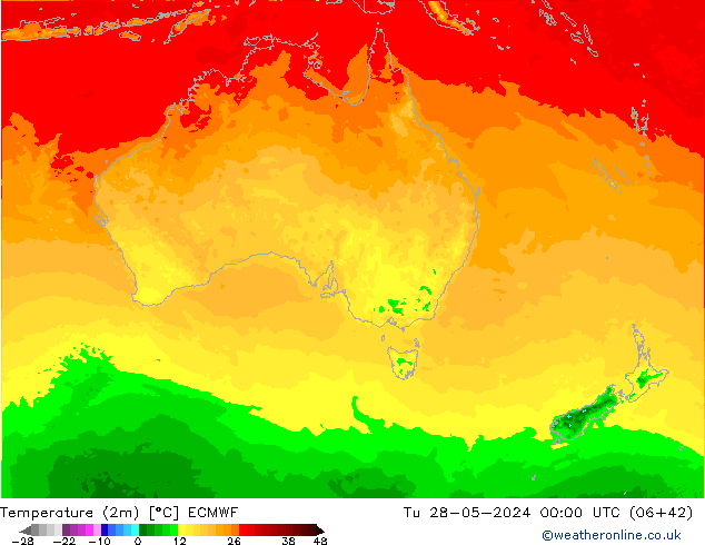 Sıcaklık Haritası (2m) ECMWF Sa 28.05.2024 00 UTC