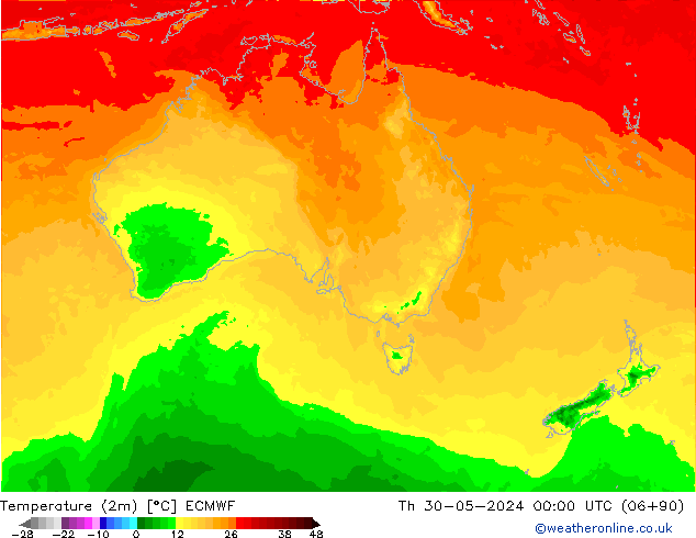 Temperature (2m) ECMWF Th 30.05.2024 00 UTC