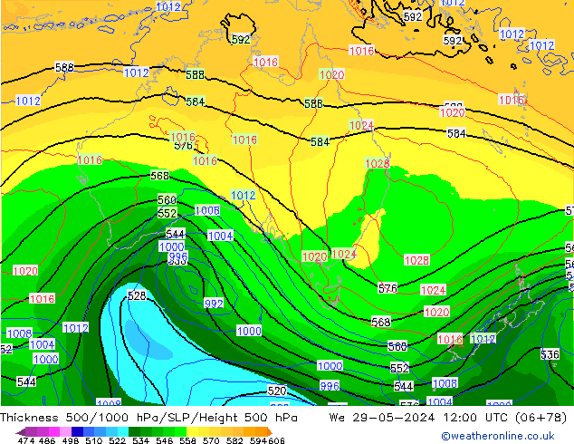 Thck 500-1000hPa ECMWF mer 29.05.2024 12 UTC