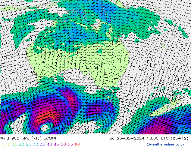 Wind 900 hPa ECMWF zo 26.05.2024 18 UTC