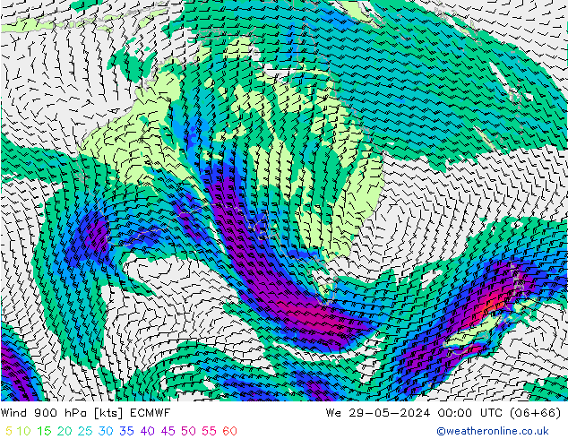 Viento 900 hPa ECMWF mié 29.05.2024 00 UTC