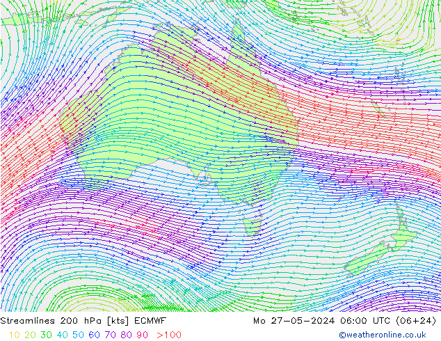 Streamlines 200 hPa ECMWF Po 27.05.2024 06 UTC