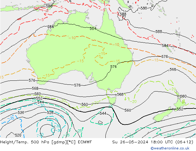 Z500/Rain (+SLP)/Z850 ECMWF Вс 26.05.2024 18 UTC