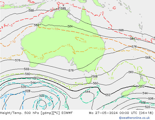 Z500/Rain (+SLP)/Z850 ECMWF lun 27.05.2024 00 UTC