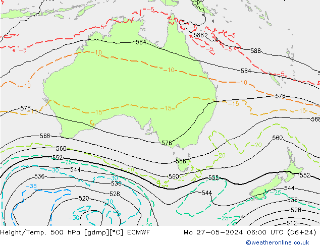 Z500/Rain (+SLP)/Z850 ECMWF lun 27.05.2024 06 UTC