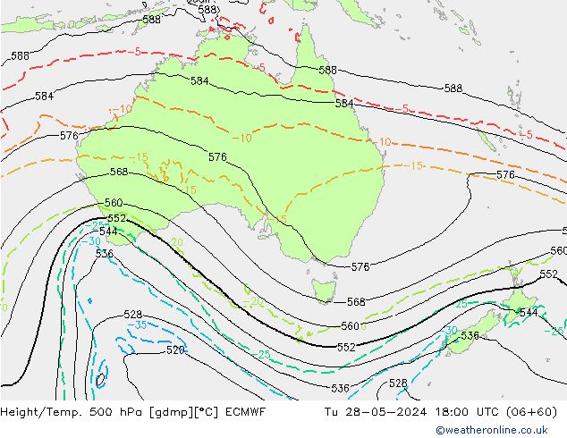 Z500/Yağmur (+YB)/Z850 ECMWF Sa 28.05.2024 18 UTC
