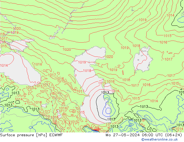 Surface pressure ECMWF Mo 27.05.2024 06 UTC