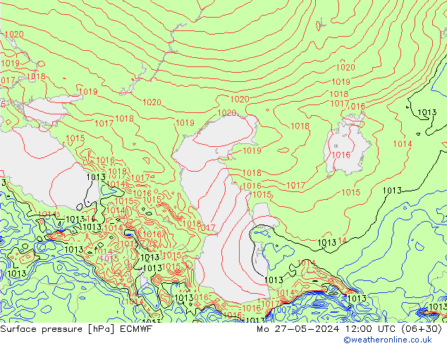 Presión superficial ECMWF lun 27.05.2024 12 UTC