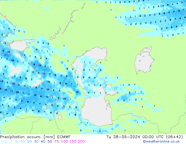 Precipitación acum. ECMWF mar 28.05.2024 00 UTC