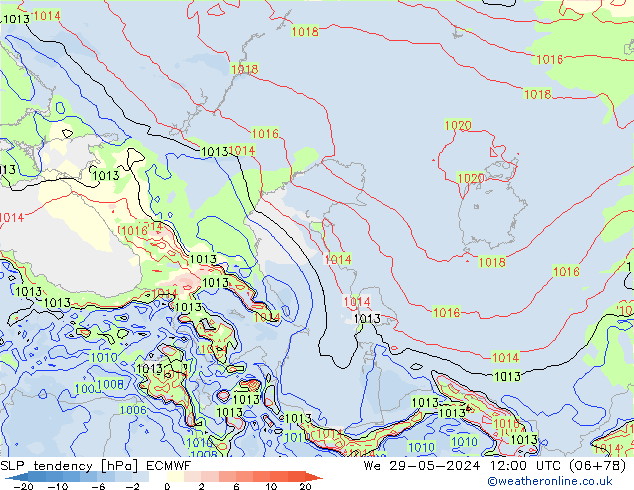 SLP tendency ECMWF We 29.05.2024 12 UTC