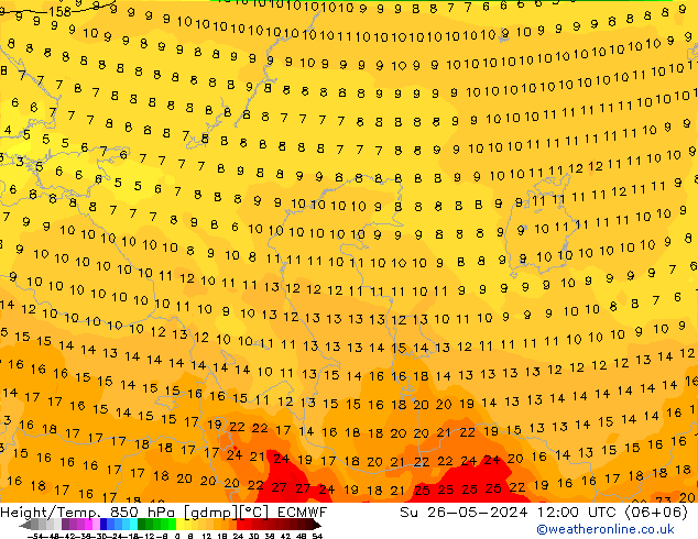 Z500/Rain (+SLP)/Z850 ECMWF Su 26.05.2024 12 UTC