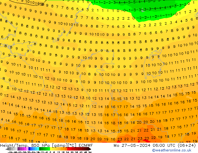 Z500/Rain (+SLP)/Z850 ECMWF Mo 27.05.2024 06 UTC