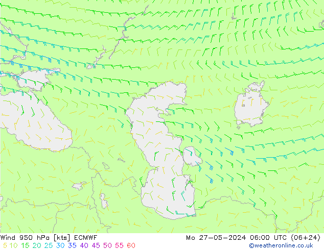 Vento 950 hPa ECMWF Seg 27.05.2024 06 UTC