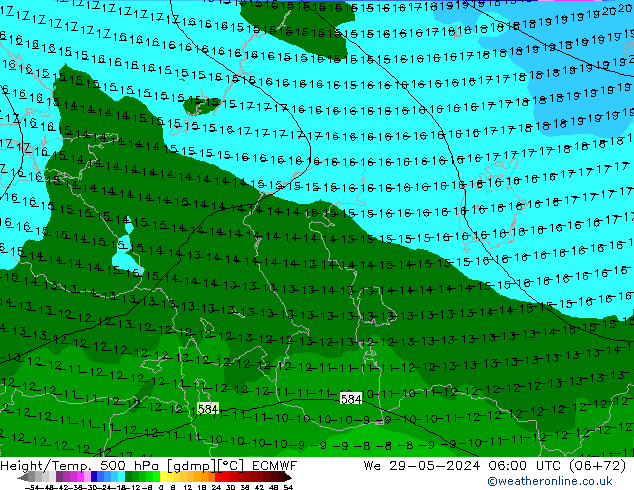 Z500/Rain (+SLP)/Z850 ECMWF We 29.05.2024 06 UTC