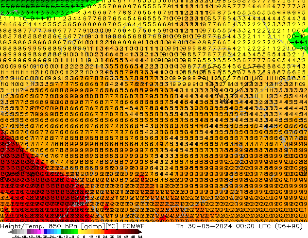 Height/Temp. 850 hPa ECMWF 星期四 30.05.2024 00 UTC