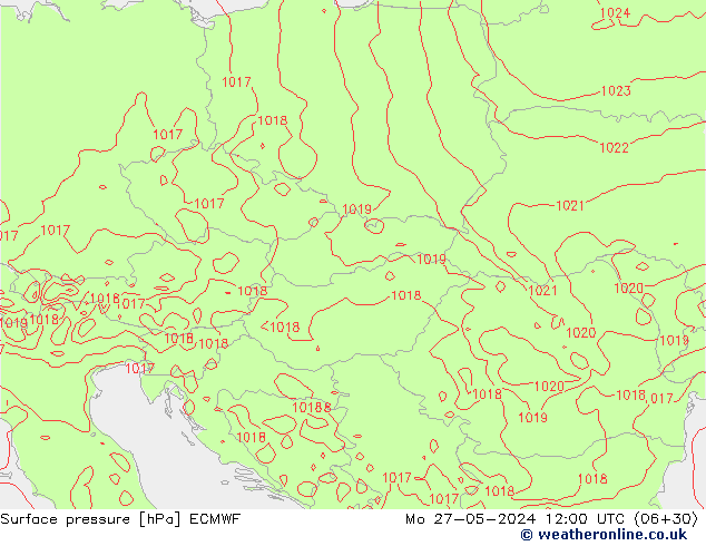 Pressione al suolo ECMWF lun 27.05.2024 12 UTC