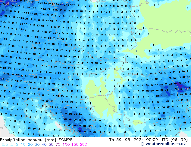 Précipitation accum. ECMWF jeu 30.05.2024 00 UTC