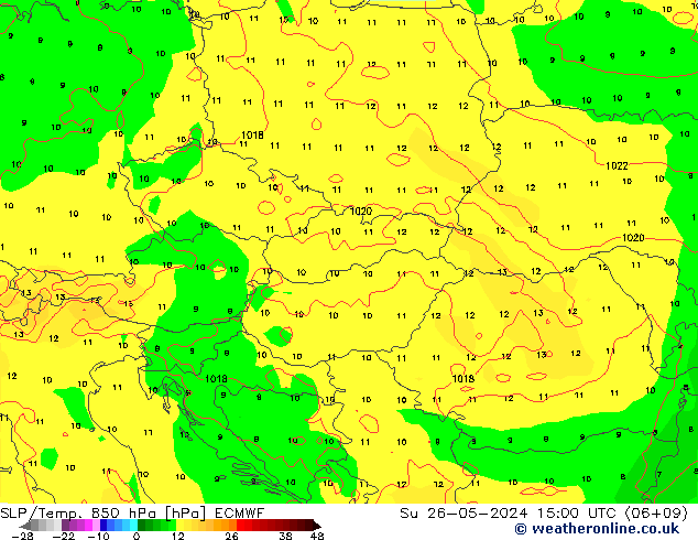 SLP/Temp. 850 hPa ECMWF Su 26.05.2024 15 UTC