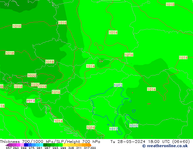 Thck 700-1000 hPa ECMWF mar 28.05.2024 18 UTC