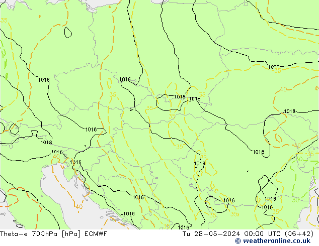 Theta-e 700гПа ECMWF вт 28.05.2024 00 UTC