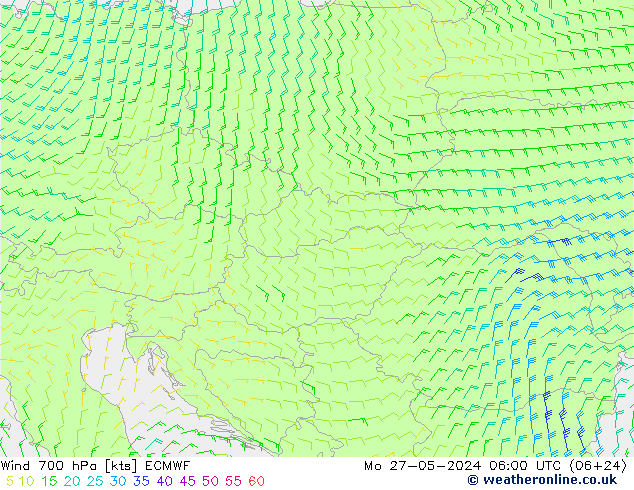 Wind 700 hPa ECMWF Po 27.05.2024 06 UTC