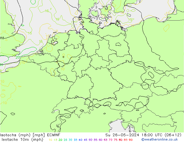 Isotachs (mph) ECMWF Ne 26.05.2024 18 UTC